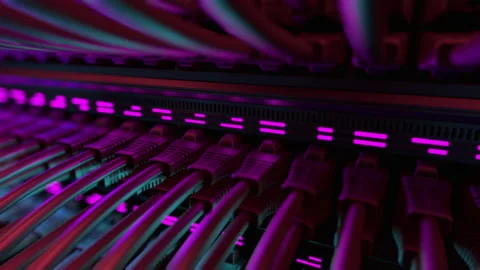 Internet Network Switch With Plugged Ethernet Cables. Stock Footage 151503491