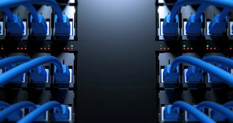 Internet Network Switch With Plugged Internet Ethernet Cables 스톡 동영상 156852151