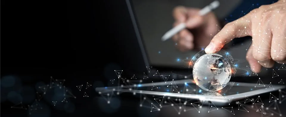 Internet network technology, digital software development, future tech back.. Foto stock