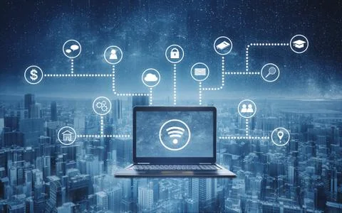 Internet networking and wireless technology Stock Photos