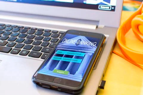 Internet online banking payment concept from home. Stock Photos