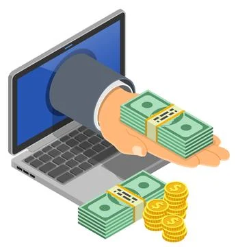Internet Online Earnings Isometric Concept Stock Illustration