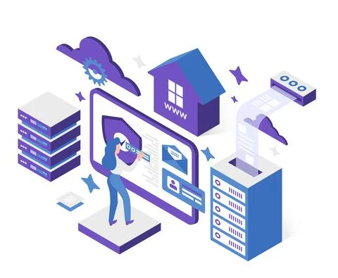 Internet online web hosting provider service Stock Illustration