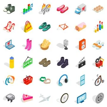 Internet optimization icons set, isometric style Stock Illustration