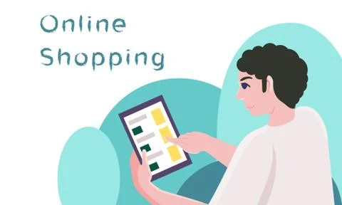 Internet order with copy space on white backdrop for social banner. Stock Illustration