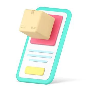 Internet order parcel delivery postal courier application smartphone screen c Stock Illustration