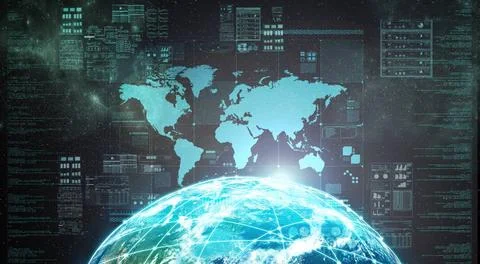  Internet outer space display A concpetual screen interface displaying int... Foto stock