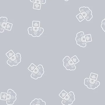 Internet padlock line seamless pattern Stock Illustration
