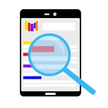 Internet page opened on a tablet and is scrutinized carefully Stock Illustration