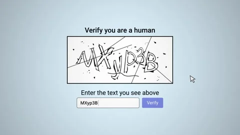 Internet page showing human or robot test recognizing text in image Stock Footage 297061747
