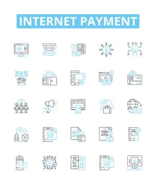 Internet payment vector line icons set. Online, Paying, e-Payment, Credit Stock Illustration