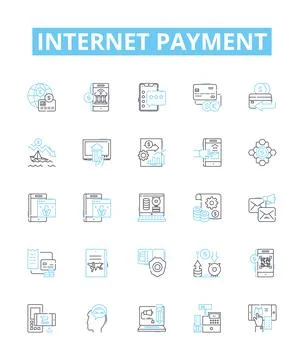 Internet payment vector line icons set. Online, Paying, e-Payment, Credit Stock Illustration