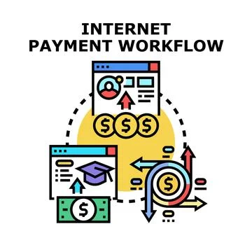 Internet payment workflow concept vector illustration Stock Illustration
