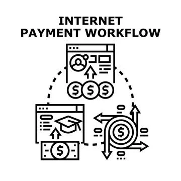 Internet payment workflow concept vector illustration Illustrazione stock