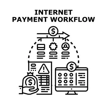 Internet payment workflow concept vector illustration process Stock Illustration