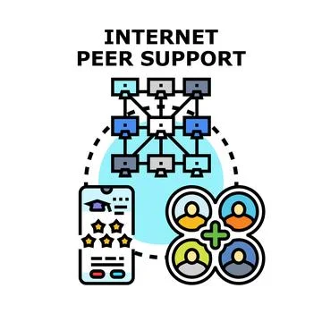 Internet peer support network providing online education and help 스톡 일러스트