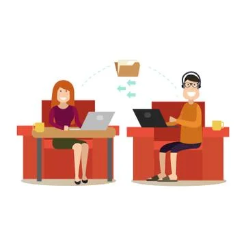 Internet people flat vector illustration Stock Illustration