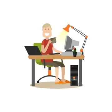 Internet people flat vector illustration Stock Illustration