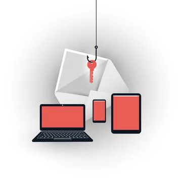 Internet Phishing, Account Hacking Attempt by Malicious Email - Hacker Acti.. Stock Illustration