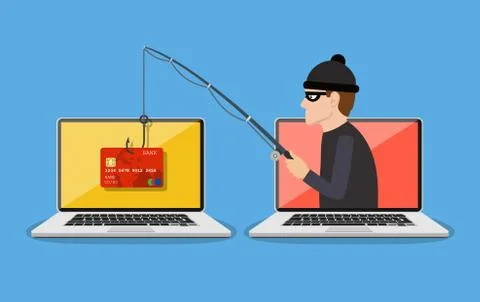 Internet phishing and hacking attack concept. Stockillustratie