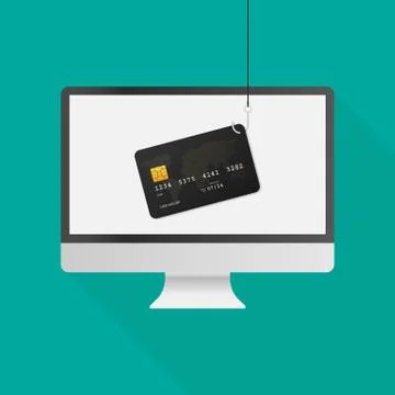 Internet phishing and hacking attack on computer, vector flat concept. Vector Illustrazione stock
