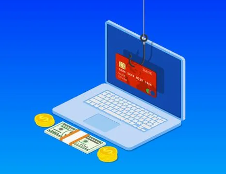 Internet phishing and hacking attack concept. Illustrazione stock