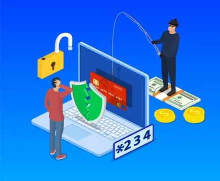 Internet phishing and hacking attack concept. 스톡 일러스트