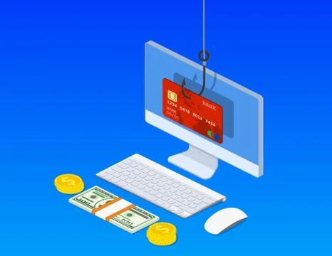 Internet phishing and hacking attack concept. Illustrazione stock