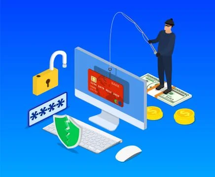 Internet phishing and hacking attack concept. 스톡 일러스트