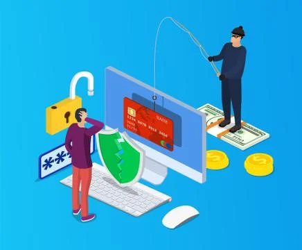 Internet phishing and hacking attack concept. 스톡 일러스트