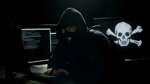 Internet Piracy Hacker Caught and Running Away Stock Footage 115835037
