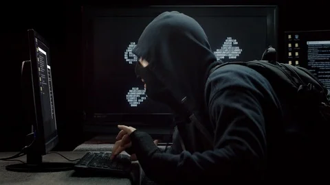 Internet Piracy Hacker Profile Stealing Information Stock Footage 115835353