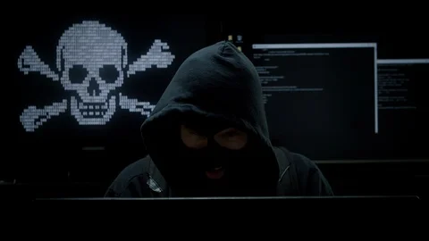 Internet Piracy Hacker Robbing Computer for Information Stock Footage 115835172