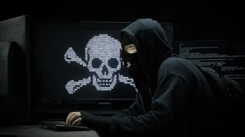 Internet Piracy Hacker Thieving Private Information and Data Stock Footage 115834131