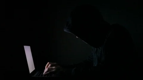 Internet pirate, computer crime concept, hacker Stock Footage 98100768