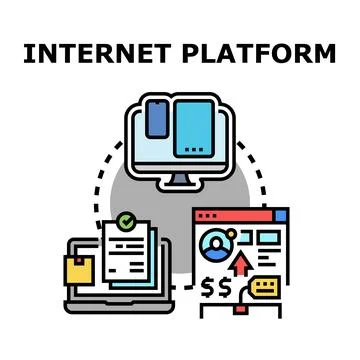 Internet platform connecting various digital services and devices Stock Illustration