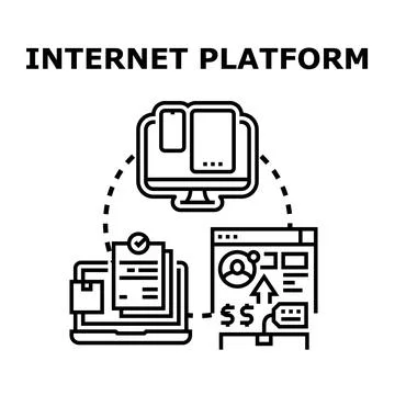Internet platform connecting various digital services and devices Stock Illustration