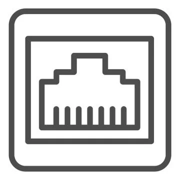 Internet plug connector line icon. Network port vector illustration isolated on Stock Illustration