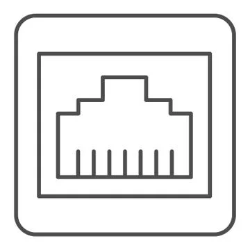 Internet plug connector thin line icon. Network port vector illustration Stock Illustration