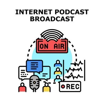 Internet podcast broadcast concept illustration Stock Illustration