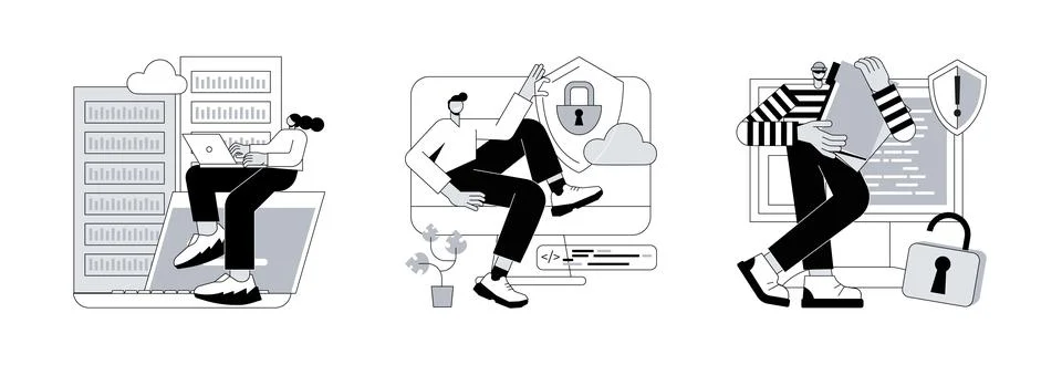 Internet privacy abstract concept vector illustrations. Stock Illustration