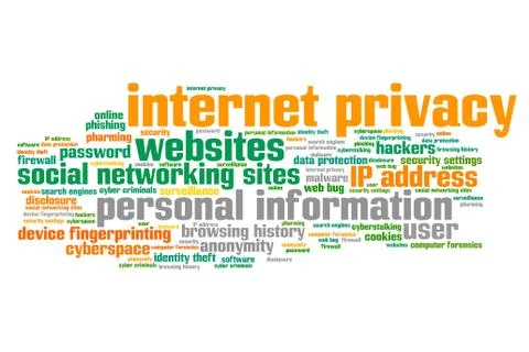 Internet privacy issues and concepts word cloud illustration. Word collage co Stock Illustration