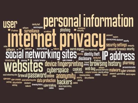 Internet privacy issues and concepts word cloud illustration. Word collage co 스톡 일러스트