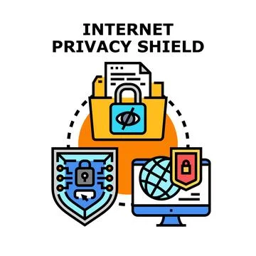 Internet privacy shield protecting data and online security Stock Illustration