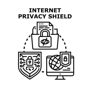 Internet privacy shield protecting data and online security Stock Illustration