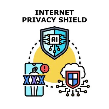 Internet privacy shield securing online data and user identity 스톡 일러스트