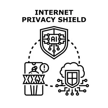 Internet privacy shield securing online data and user identity Stock Illustration