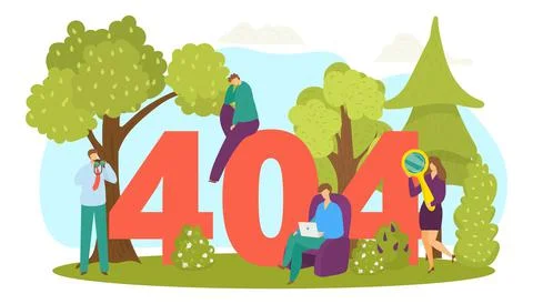 Internet problem, network not found, vector illustration, flat tiny man woman Stock Illustration