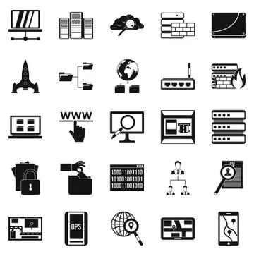 Internet protocol icons set, simple style Stock Illustration
