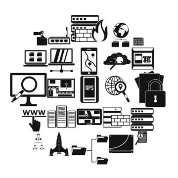 Internet protocol icons set, simple style Illustrazione stock